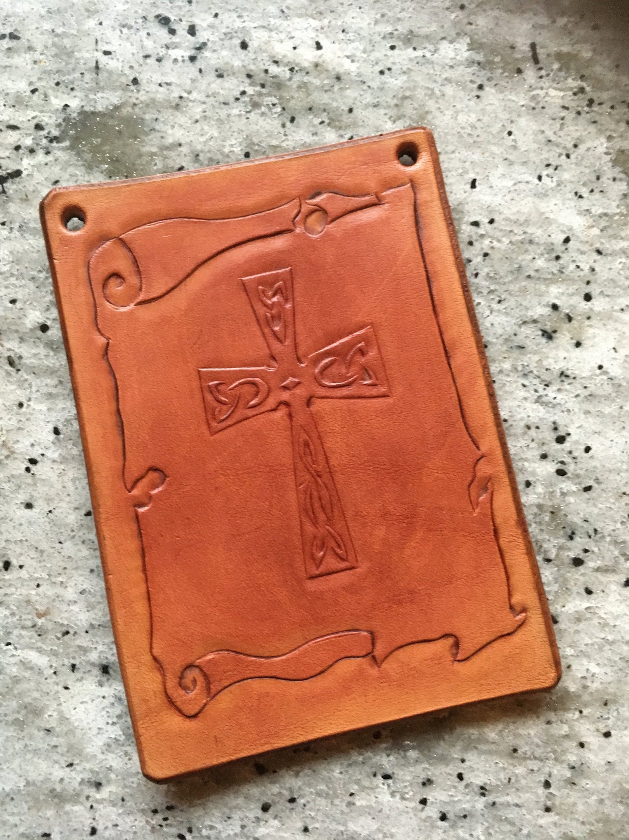 Cornish, Gaelic Celtic Crosses and Knot Work, Hand Carved on Miniature Leather Tablets